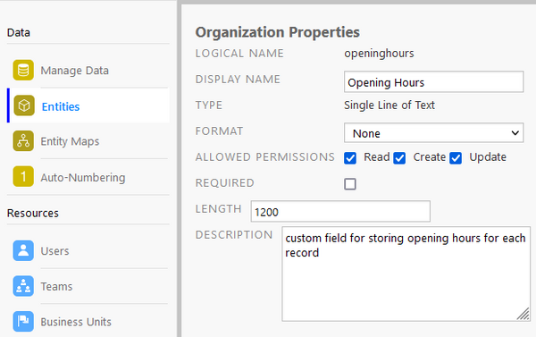 Opening hours: Custom field for opening hours