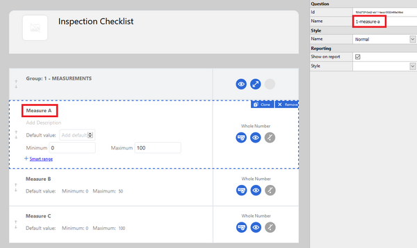 Resco Inspections on Dynamics 365: Create structure: Question name