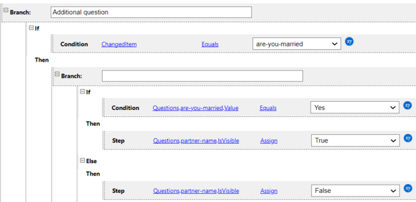 On Change: Additional question is displayed in questionnaire example