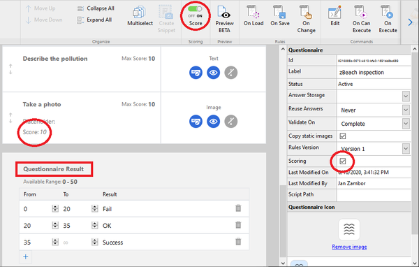 Resco Inspections on Dynamics 365: Enable scoring