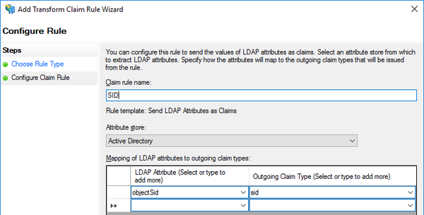 Connect Resco Cloud to custom ADFS: Configuration: Transform claim rule 2