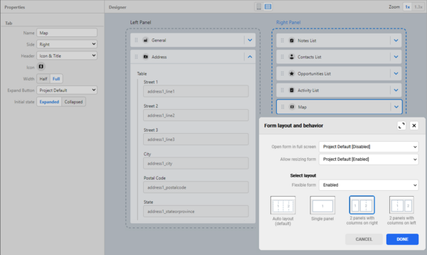 Example of flexible form layout