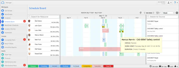 Resco.FieldService: Schedule board