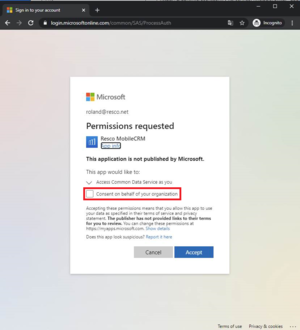 OAuth2 Dynamics authentication:Consent on behalf
