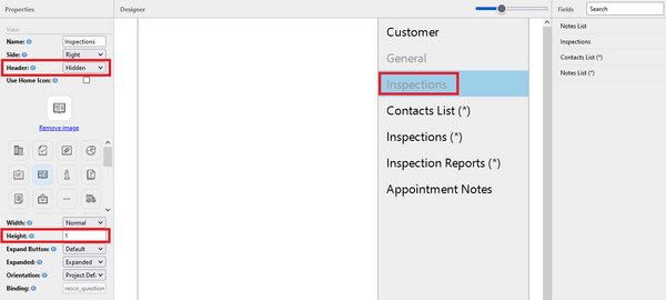 Add questionnaire to form via related tab formatted as a button 2:select the Inspections tab and set the following properties