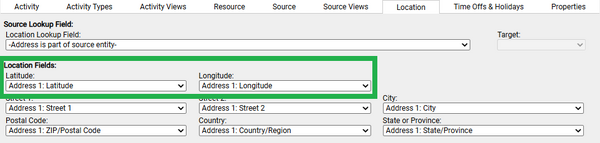 location tab - lat long