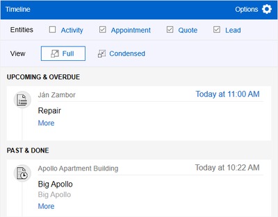 timeline available in the app