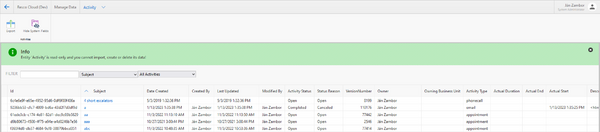 activity view data in admin console