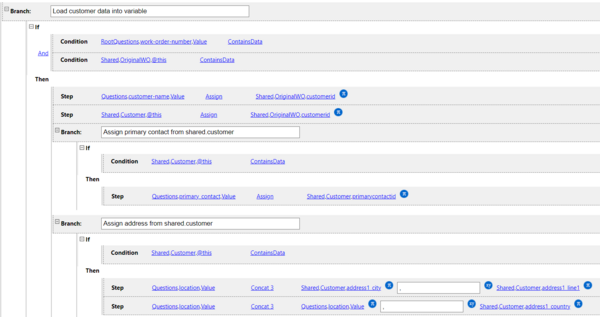 On Load: Populate the questions with data from regarding lookup entity 4 rule example (customer group rule)