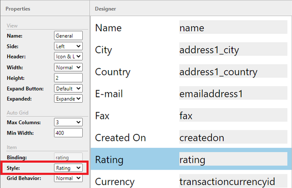 Rating: Add field to form and apply style