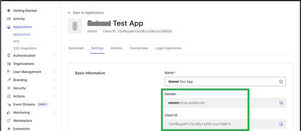 auth0 application setup