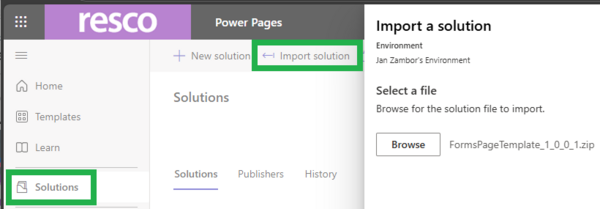 import a power pages solution