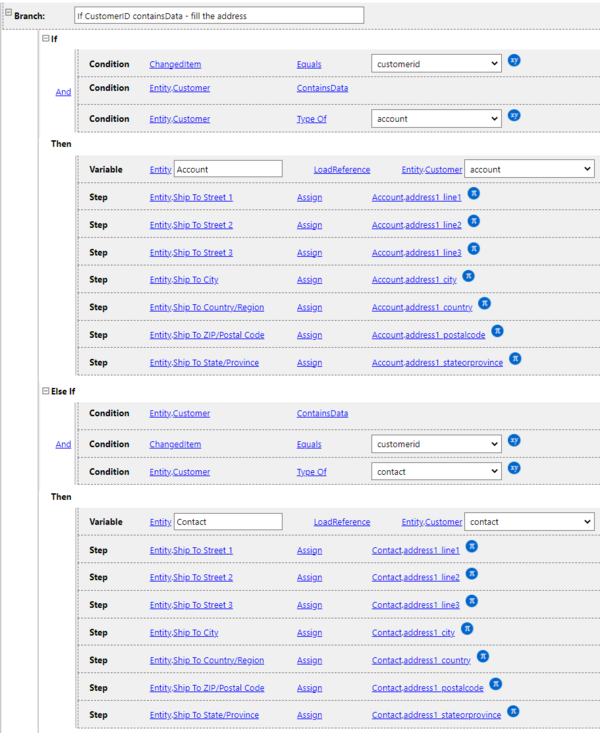 On Change: Fill in the address of Invoice from the customer example