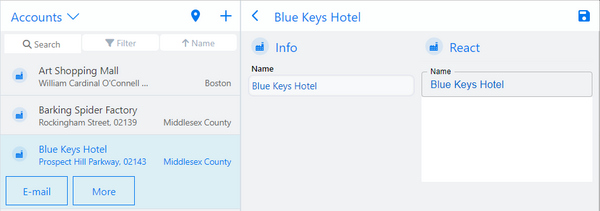 React content in the app