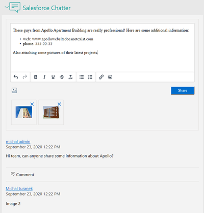 Salesforce chatter example